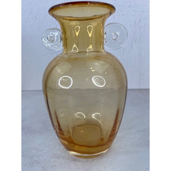 Gorgeous Designs Amber Optic Glass Vase with clear Handles/ 7.25 inches Tall - Picture 3 of 6